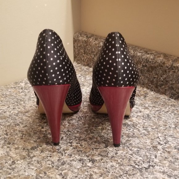 Steve Madden polka dot high heel pumps open toe - Picture 3 of 5